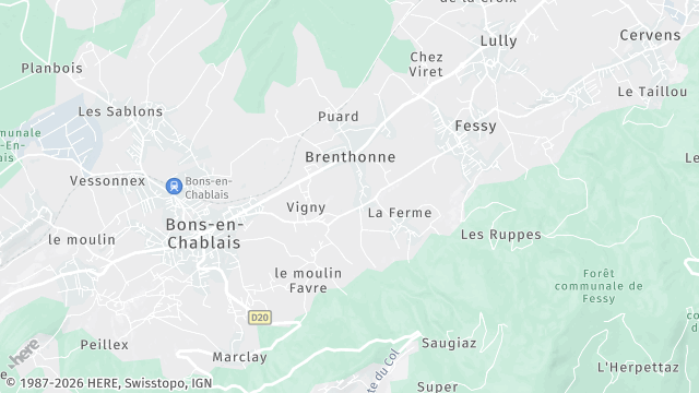 Carte de la zone d'intervention à Brenthonne