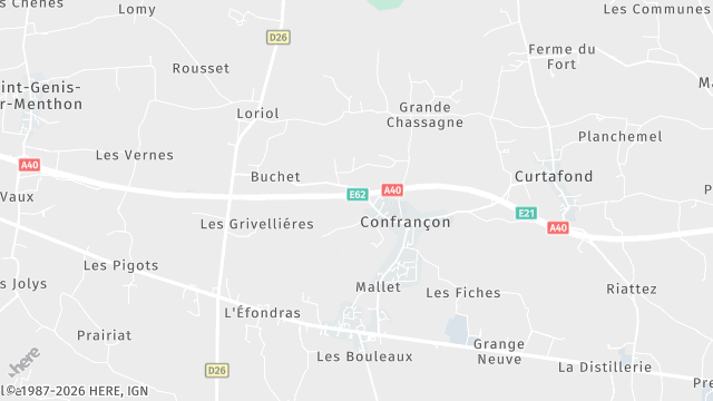 Carte de la zone d'intervention à Confrançon