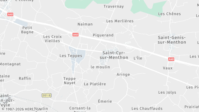 Carte de la zone d'intervention à Saint-Cyr-sur-Menthon