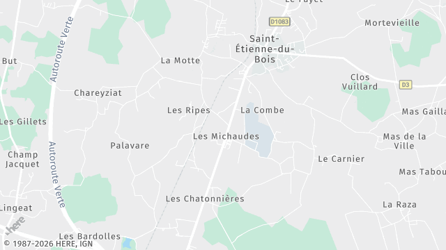 Carte de la zone d'intervention à Saint-Étienne-du-Bois
