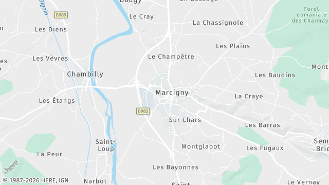 Carte de la zone d'intervention à Marcigny