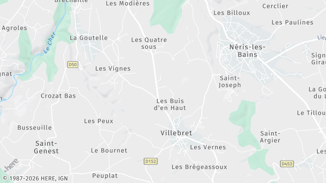 Carte de la zone d'intervention à Villebret