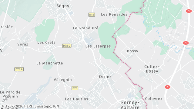 Carte de la zone d'intervention à Ornex