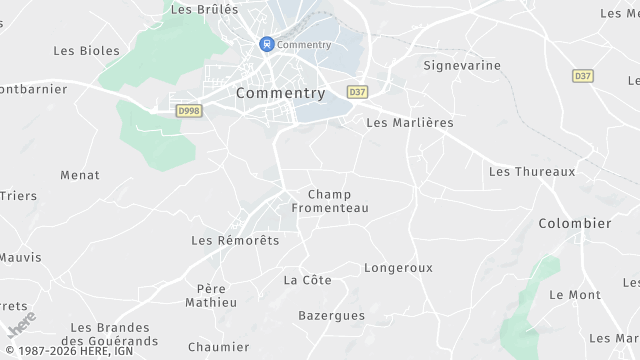 Carte de la zone d'intervention à Commentry