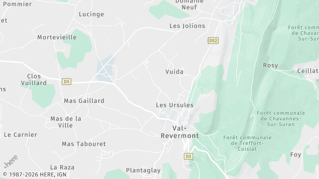 Carte de la zone d'intervention à Val-Revermont