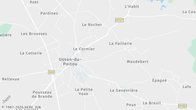 Carte de la zone d'intervention à Usson-du-Poitou