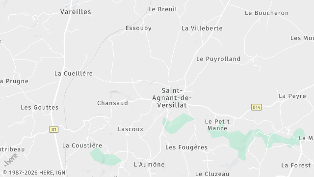 Carte de la zone d'intervention à Saint-Agnant-de-Versillat