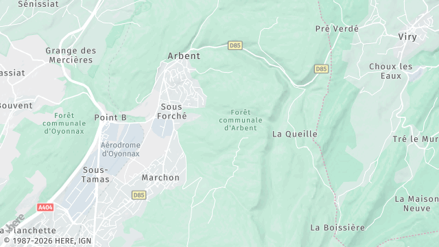 Carte de la zone d'intervention à Arbent