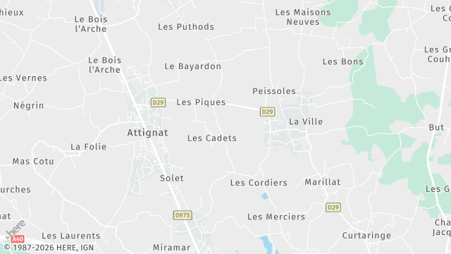 Carte de la zone d'intervention à Attignat