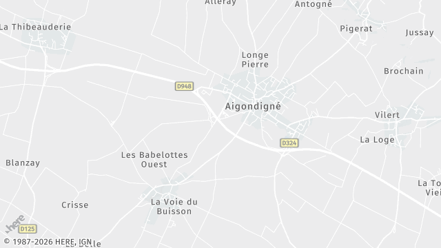 Carte de la zone d'intervention à Aigondigné