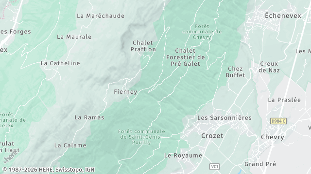 Carte de la zone d'intervention à Crozet