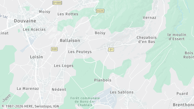 Carte de la zone d'intervention à Ballaison