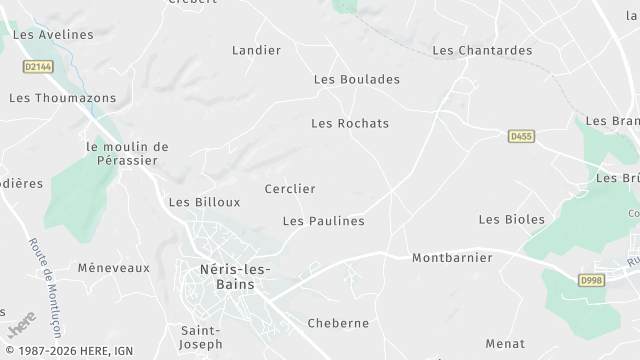 Carte de la zone d'intervention à Néris-les-Bains