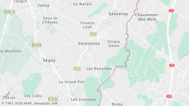 Carte de la zone d'intervention à Versonnex