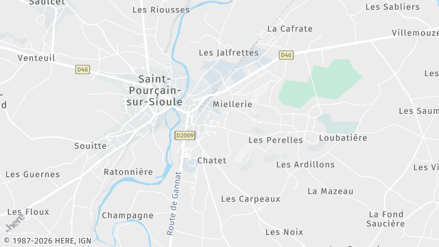 Carte de la zone d'intervention à Saint-Pourçain-sur-Sioule
