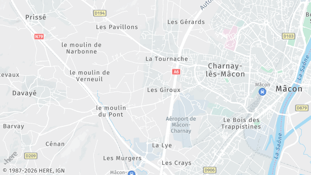 Carte de la zone d'intervention à Charnay-lès-Mâcon