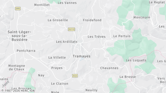 Carte de la zone d'intervention à Tramayes
