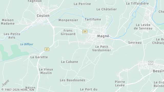 Carte de la zone d'intervention à Magné