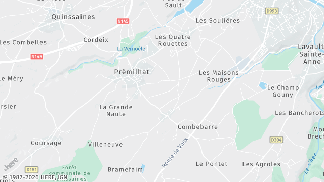 Carte de la zone d'intervention à Prémilhat