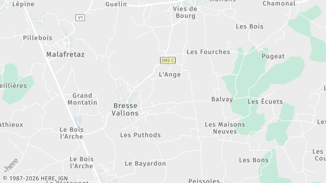 Carte de la zone d'intervention à Bresse Vallons