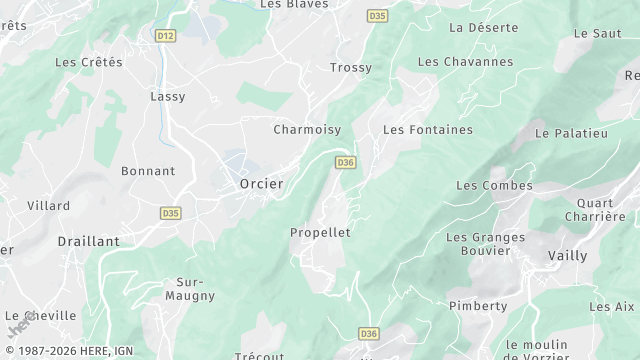 Carte de la zone d'intervention à Orcier