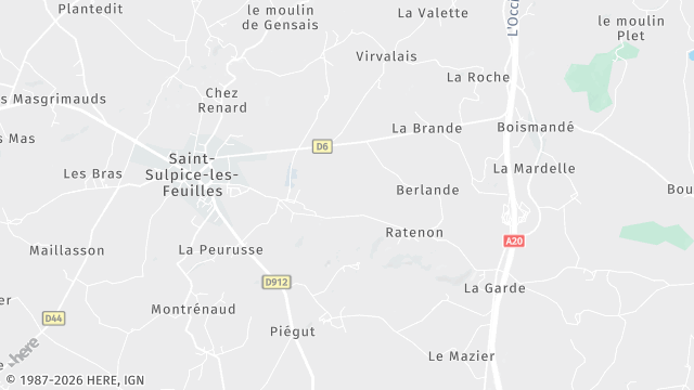 Carte de la zone d'intervention à Saint-Sulpice-les-Feuilles