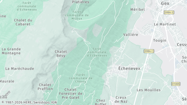 Carte de la zone d'intervention à Échenevex