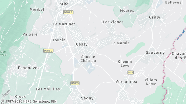 Carte de la zone d'intervention à Cessy