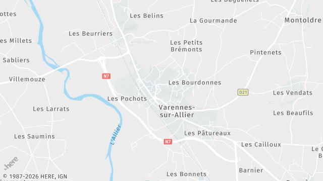 Carte de la zone d'intervention à Varennes-sur-Allier