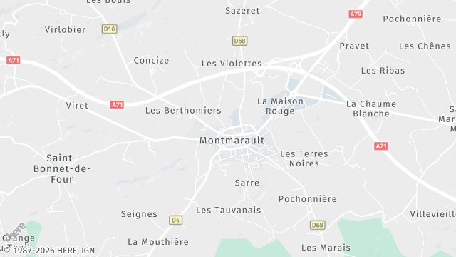 Carte de la zone d'intervention à Montmarault