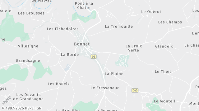 Carte de la zone d'intervention à Bonnat