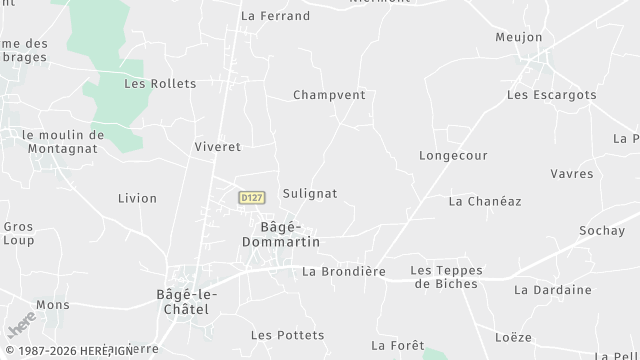 Carte de la zone d'intervention à Bâgé-Dommartin