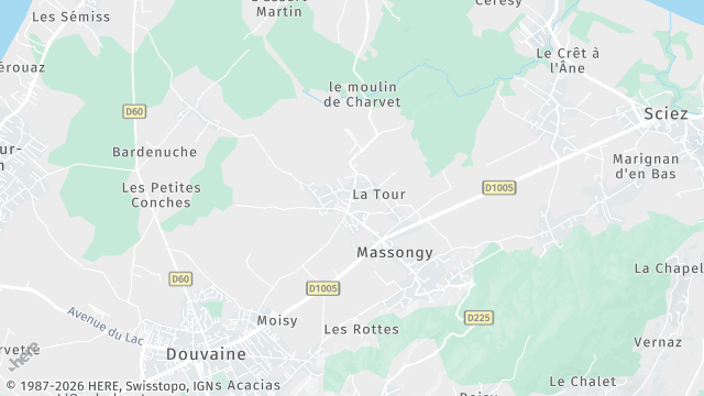Carte de la zone d'intervention à Massongy