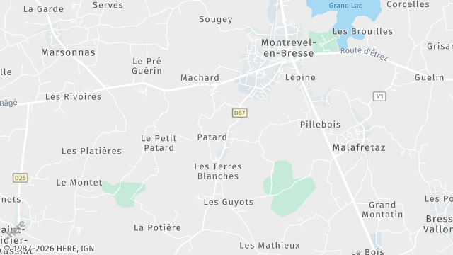 Carte de la zone d'intervention à Montrevel-en-Bresse
