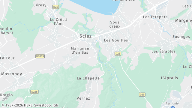 Carte de la zone d'intervention à Sciez