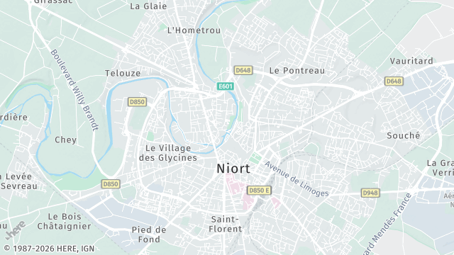 Carte de la zone d'intervention à Niort