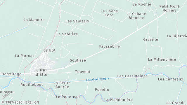 Carte de la zone d'intervention à L'Île-d'Elle