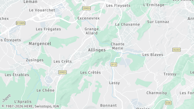 Carte de la zone d'intervention à Allinges