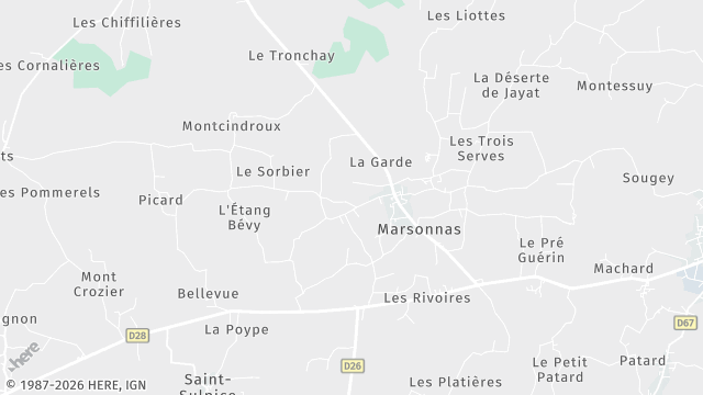 Carte de la zone d'intervention à Marsonnas
