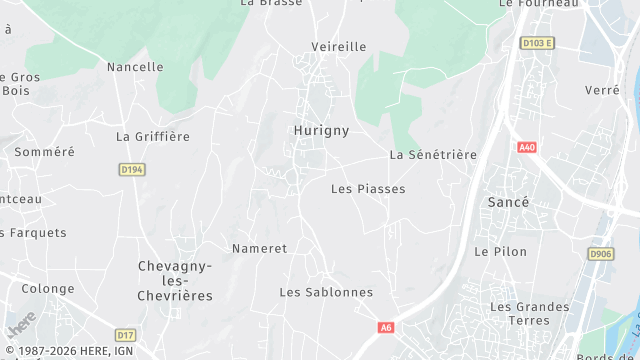 Carte de la zone d'intervention à Hurigny