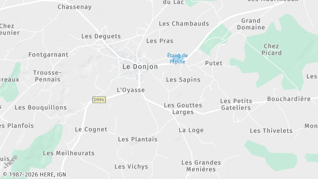 Carte de la zone d'intervention à Le Donjon