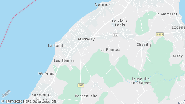 Carte de la zone d'intervention à Messery