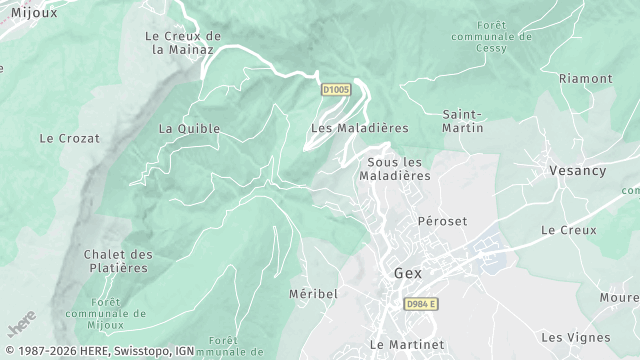 Carte de la zone d'intervention à Gex