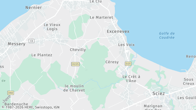 Carte de la zone d'intervention à Excenevex