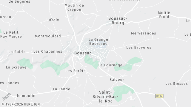 Carte de la zone d'intervention à Boussac