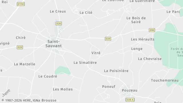 Carte de la zone d'intervention à Saint-Sauvant