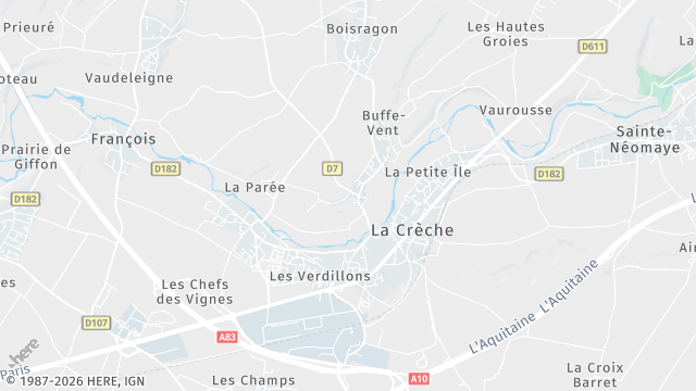 Carte de la zone d'intervention à La Crèche