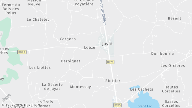 Carte de la zone d'intervention à Jayat