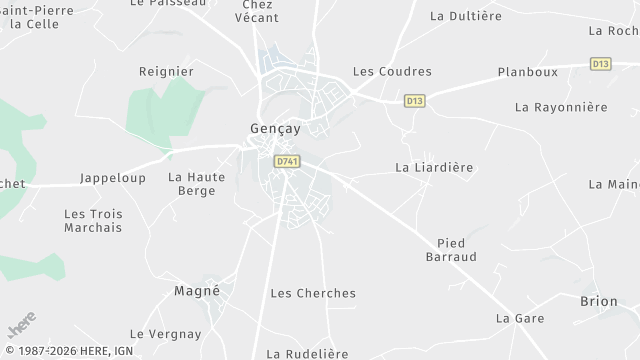 Carte de la zone d'intervention à Gençay