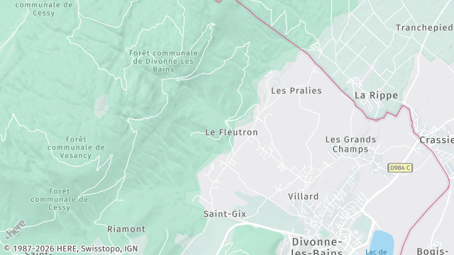 Carte de la zone d'intervention à Divonne-les-Bains